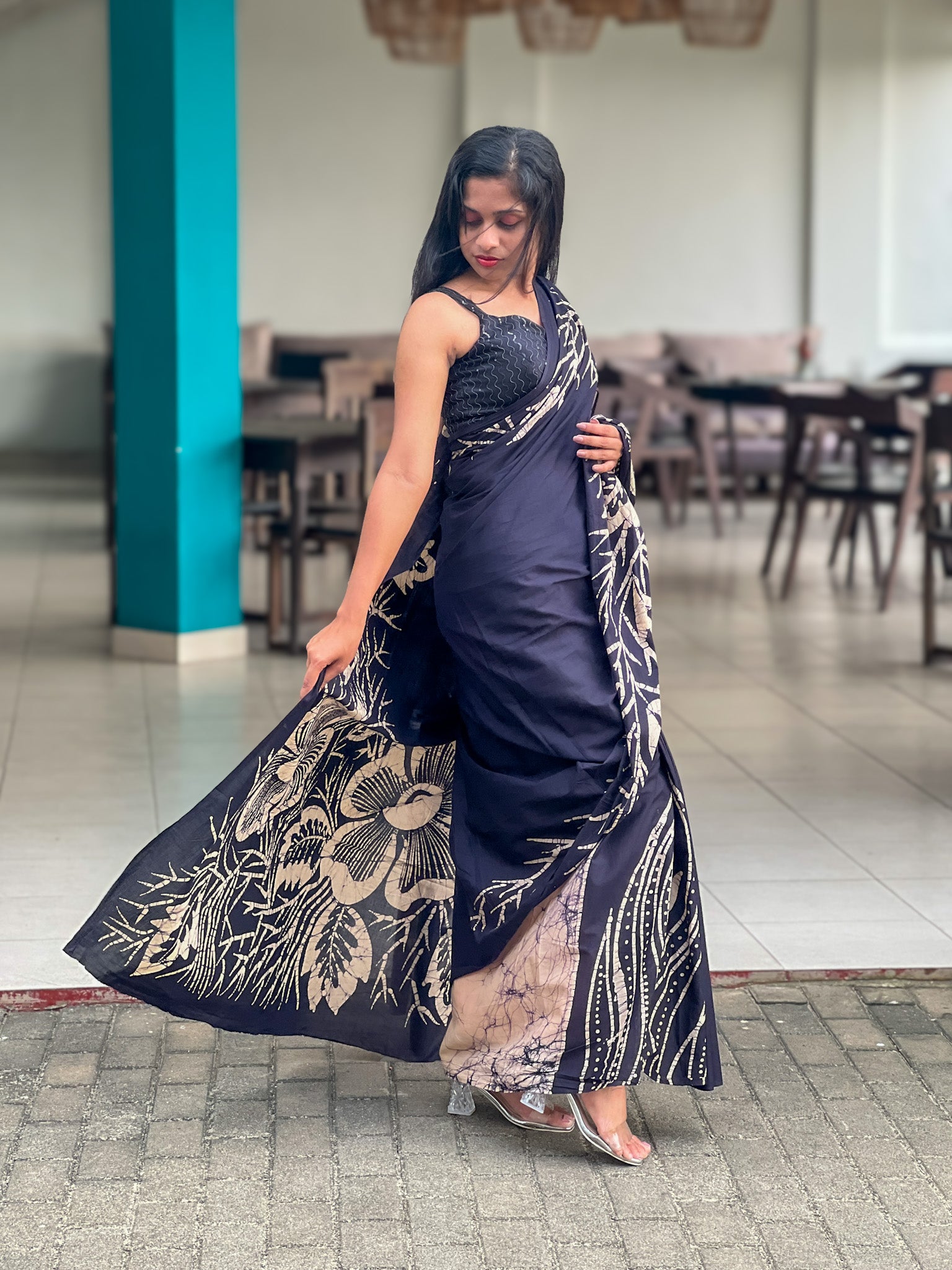 Midnight Bloom Saree